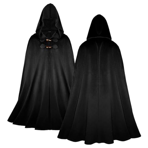 Mittelalterlicher Kapuzenumhang mit Futter für Damen und Herren – Renaissance-Wikingerumhang für Erwachsene, Halloween-Kostüm, Robe für Festival, Cosplay, Schwarz, L Mittelalterlicher Kapuzenumhang mit Futter für Damen und Herren – Renaissance-Wikingerumhang für Erwachsene, Halloween-Kostüm, Robe für Festival, Cosplay, Schwarz, L von Pikpops