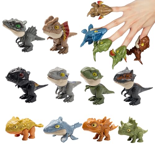 Pilikoll 10 Stück Dinosaurier Finger Spielzeug Biss Finger Spielzeug Dinosaurier Fingerpuppen Set Dinosaurier Biss Finger Spielzeug Dinosaurier Interaktives Fingerspielzeug für Kinder, Jungen, Mädchen von Pilikoll