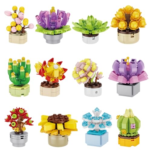 Pilikoll 12 Stück Sukkulenten Blumen Bausteine Set Pflanzen Klemmbausteine Blumen Mini Pflanze Blume Botanische Blumen Bauspielzeugset für Home Dekor, Botanical Collection, Geburtstagsgeschenk Pilikoll 12 Stück Sukkulenten Blumen Bausteine Set Pflanzen Klemmbausteine Blumen Mini Pflanze Blume Botanische Blumen Bauspielzeugset für Home Dekor, Botanical Collection, Geburtstagsgeschenk von Pilikoll