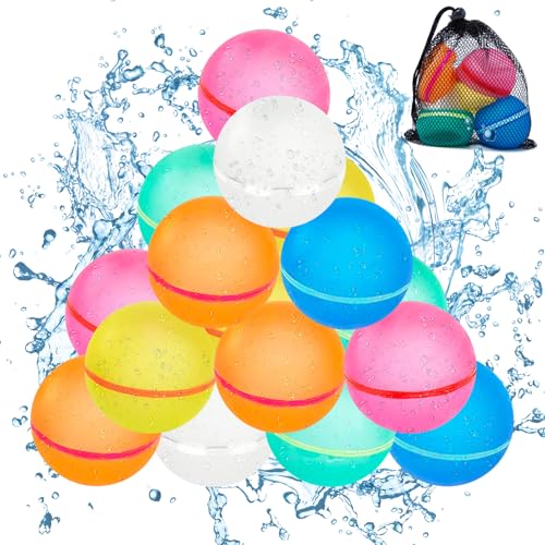 Pilikoll 16 Stück Wiederverwendbare Wasserbomben Selbstschließend Silikon Magnet Wasserbomben Silikon Wasserbomben Selbstschließend mit 1 Mesh Bag für Kinder, Erwachsene, Strand, Poolparty Pilikoll 16 Stück Wiederverwendbare Wasserbomben Selbstschließend Silikon Magnet Wasserbomben Silikon Wasserbomben Selbstschließend mit 1 Mesh Bag für Kinder, Erwachsene, Strand, Poolparty von Pilikoll