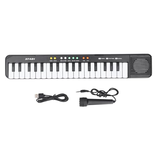 37 Schlüsselklavier -Tastatur für Kinder elektronisches tragbares Musik -Lernspielzeug mit 24 Songs 3 Töne 8 Rhythmen Mikrofon USB -Kabel ABS Material 45x3.6x7.6cm von Pilipane