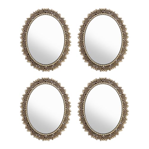 4 PCs Dollhouse Miniatur gerahmte Mirror 1/12 Skala Antike Rosenmuster -Legierung handgefertigte Miniaturen Möbelspiegel von Pilipane