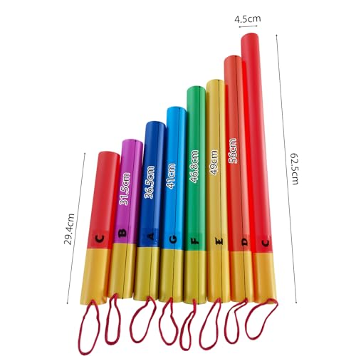 Buntes Musik -Sound -Tube -Set 8 Töne Percussion Instrument für kollektive Performance Klassenzimmer Home Bildungsspielzeug 8pcs pe Kunststoff (mit Seil) von Pilipane
