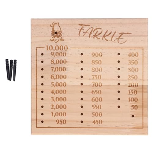 Farkle Dice Tably Holzhölzer klassisches Würfel -Tablett -Set mit Aufbewahrungsbeutel und Torstifte für Familienspiele Nacht Pine Holzmaterial 6 Würfel inklusive (Quadrat 15 cm) von Pilipane