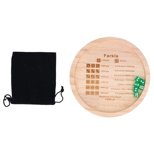 Farkle Dice Tably Holzhölzer klassisches Würfel -Tablett -Set mit Aufbewahrungsbeutel und Torstifte für Familienspiele Nacht Pine Holzmaterial 6 Würfel inklusive (Runde 18 cm) von Pilipane