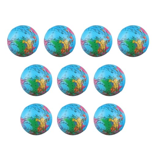 Globe Stress Ball Squeeze Spielzeug 10pcs Weltkarte Stressabbau schwammige Bälle für Kinder Erwachsene Büro Home PU Polyurethan weiche dauerhafte Bildungsspaß von Pilipane