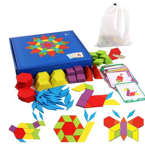 Holzmusterblöcke setzen Innovative Spaß am frühen pädagogischen geometrischen Form Puzzle 155pcs Kinder Lernen Spielzeug Vorschule Klassenzimmer Homeschool -Aktivitäten von Pilipane