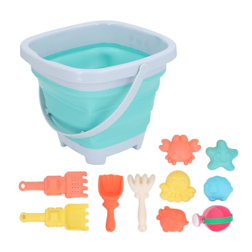 Pilipane 11pcs Kinder Sandküchen Spielzeug Interaktive Bildung zuverlässiger Sandform Rake Shovel Strand Sandspielzeug Set für und Mädchen (Blauer Klapper) von Pilipane