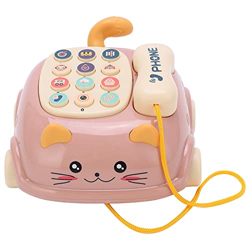 Pilipane 16 Verschiedene Funktionen Telefon Auto Babywagen, niedliche Kinder Handy Spielzeug, zweisprachig Chinesisch und Englisch Szene Simulation Wetter Wettererkennung Analoges Telefon (Rosa) von Pilipane