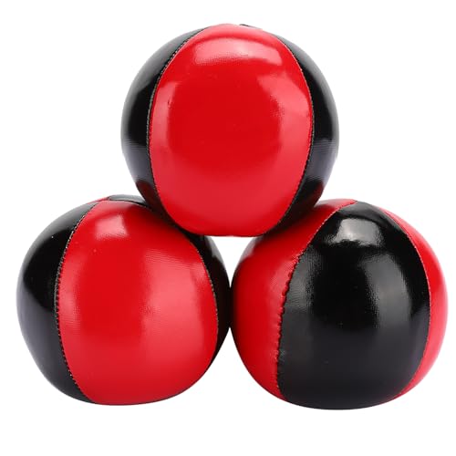 Pilipane 3pcs Red Black PU Leder High End tragbare EPS Feine kolloidale Partikel -Jonglierkugel Set für professionelle Leistung und Freizeitspiel von Pilipane