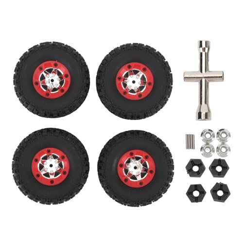 Pilipane 4 Stück RC-Auto-Rad-Reifen-Kit mit Hex-Koppler-Ärmel-Lichtwellen-Nussset für WLTOYS 12423 12427 12428 124006 verbesserte Traktion alle Gelände Vielseitigkeit Stilvolles Design von Pilipane