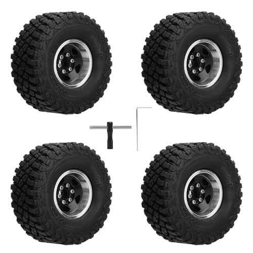 Pilipane 4PCS RC Crawlerreifen weiche Gummi -Hochleistungsreifen mit Aluminiumlegierrad -Rims -Upgrade -Teilen für SCX24 1/24 1/18 RC -Autos (Schwarz) von Pilipane
