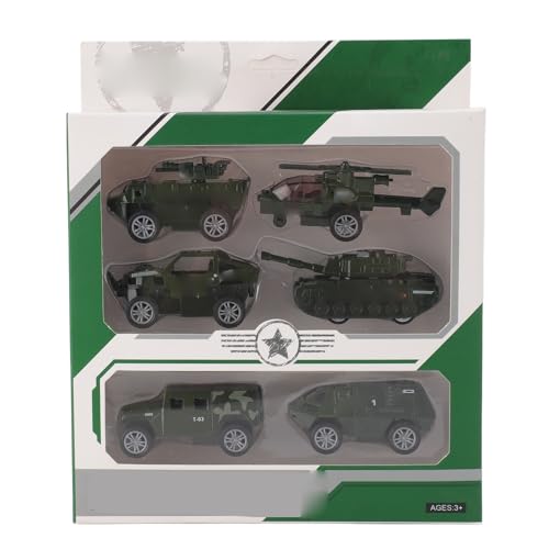 Pilipane 6PCS Panzerfahrzeugmodell Legierung Militär Lastwagen Spielzeug Set Trägheit angetriebene realistische gepanzerte Autosammlung für Kinder Erwachsene Sammler von Pilipane