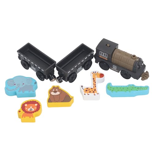 Pilipane Animal Farm Train Set Magnetic Educational Learning Toy Fine Motor Skills Development Playset für Kinder Kleinkinder Vorschulabs -Material 3 Züge 5 Tiere (Dunkelgrau) von Pilipane