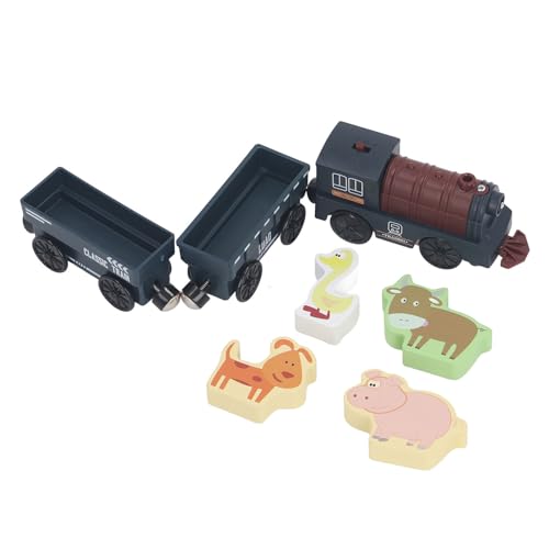 Pilipane Animal Farm Train Set Magnetic Educational Learning Toy Fine Motor Skills Development Playset für Kinder Kleinkinder Vorschulabs -Material 3 Züge 5 Tiere (Marineblau) von Pilipane