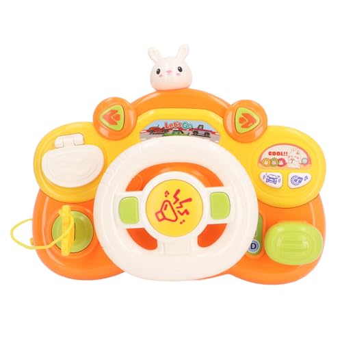 Pilipane Baby Lenkradspielzeug Multifunktionales Bildungsmusikspielzeug mit Beleuchtungseffekten tragbares Fahrrad für Kleinkinder Kinder im Freien Plastikmaterial (Cute Rabbit Pattern) von Pilipane