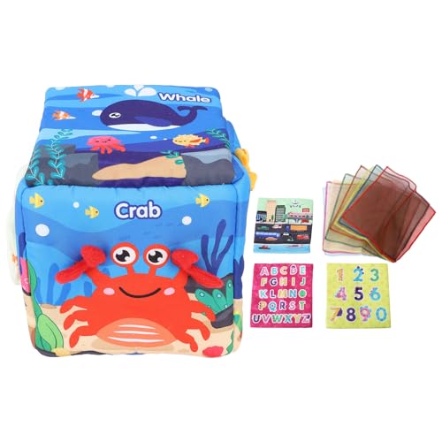 Pilipane Baby Tissue Box Spielzeug süßer Cartoon Frühes lehrreiches sensorisches Spielzeug mit 8 Schals 3 Taschentücher für Kleinkinder Weihnachtsduschengeschenke (Ozean) von Pilipane