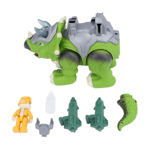 Pilipane Dinosaurier-Sprühspielzeug, elektrisches laufendes Dinosauriermodell mit Ton- und Lichteffekten, interaktiver Triceratops schießt Wasser, für Kinder, Familienspielzeit, (Grün) von Pilipane