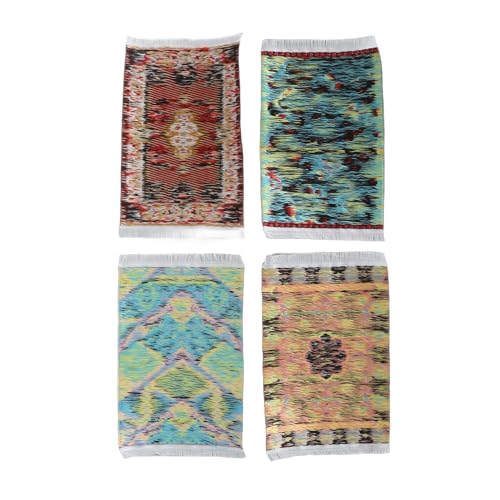 Pilipane Dollhouse Teppich Vintage türkischer Stil farbenfrohe Exquisite Miniaturteppich für DIY Dollhouse Dekoration Weben Sie Stoff 9,8 cm x 16 cm 4 Stcs von Pilipane