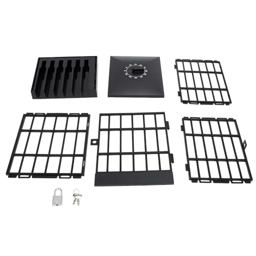 Pilipane Handy Gefängnisschlossbox mit Timer Mobiltelefonen Gefängnisschaltkäfig -Smartphone -Standhalter für Klassenzimmer Tisch Büro Lagerung Gadget Kunststoff 15x19x13cm (Alles schwarz) von Pilipane