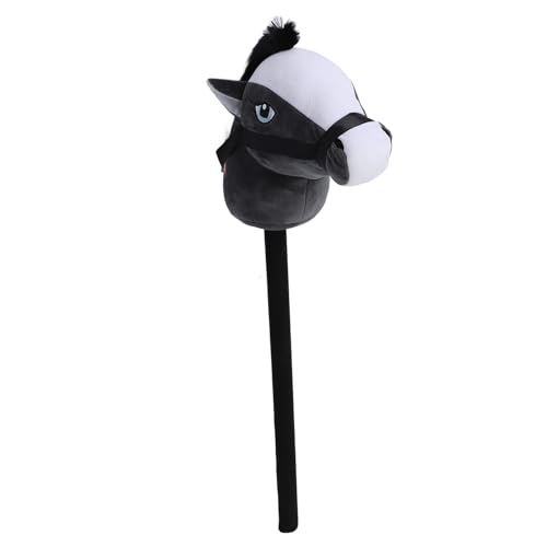 Pilipane Hobby Horse Stick Spielzeug 70 cm Plüsch und PVC -Cartoon Simuliertes Plüschhandgefertigter Hobby (Schwarz) von Pilipane