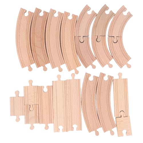 Pilipane Hölzerne Zugspur Set DIY Bildungsgebäude Spielzeug für Kleinkinder Kinder Buchenholz 10 14 20 Stück (Pack a) von Pilipane