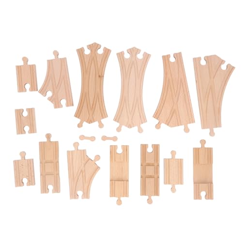 Pilipane Hölzerne Zugspur Set DIY Bildungsgebäude Spielzeug für Kleinkinder Kinder Buchenholz 10 14 20 Stück (Pack d) von Pilipane