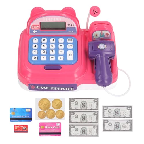 Pilipane Kinder Spielen Registrierkasse Spielzeug Interaktive Supermarktkasse mit Mikrofongeräuschen automatischer Cash Box Sensory Scan für Jungen Mädchen Kleinkinder Kindergeschäft Spiel (Rosa) von Pilipane