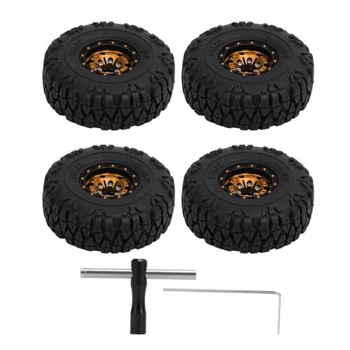 Pilipane Kleine RC - Reifen Aluminiumlegierung 1,0 Zoll langlebig Verriegelungsdesign Verbesserter Griff für 1/18 1/24 RC Kletterautos SCX24 Bronco C10 JLU Deadbolt Gradiator FMS FCX24 4PCS (Gold) von Pilipane