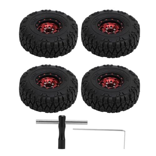 Pilipane Kleine RC - Reifen Aluminiumlegierung 1,0 Zoll langlebig Verriegelungsdesign Verbesserter Griff für 1/18 1/24 RC Kletterautos SCX24 Bronco C10 JLU Deadbolt Gradiator FMS FCX24 4PCS (Rot) von Pilipane