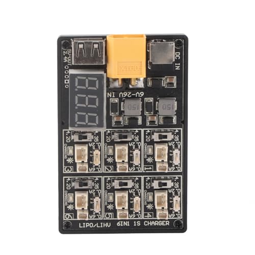 Pilipane Lipo Ladeplatine 6in1 USB -Schnittstelle Multi -funktionale Ladeplatine für RC -Zubehör mit Sumentierbar und Spannungs -PCB -Material mit LED -Indikator 80x6x15mm von Pilipane