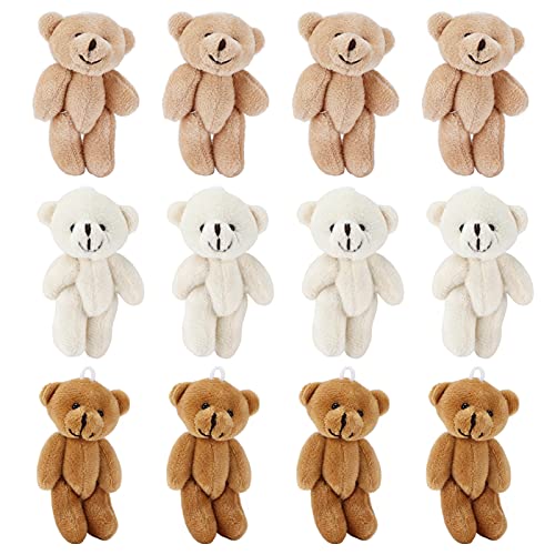 Pilipane Mini gefüllte Bären weiches süßes Plüschspielzeug für Hochzeits Geburtstagdekorationen aus PP Baumwolle Künstliche Samt Größe 9 x 4,5 x 4 cm Set 12 von Pilipane