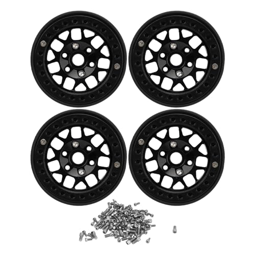 Pilipane RC Crawler Felgen Universal Aluminiumlegierung 1,9 Zoll Beadlock -Radfelgen für axiale SCX10 SCX10 II SCX10 III Redcat Gen8 4pcs (Schwarz) von Pilipane