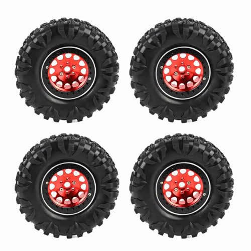 Pilipane RC Crawler Gummireifen Metall Wheel Wheel Hub Accessoires Hochleistungsstabilitätsverstärker für 1/10 RC -Autos 2,2 Zoll Rot Orange Silber Titan 4pcs (Red) von Pilipane