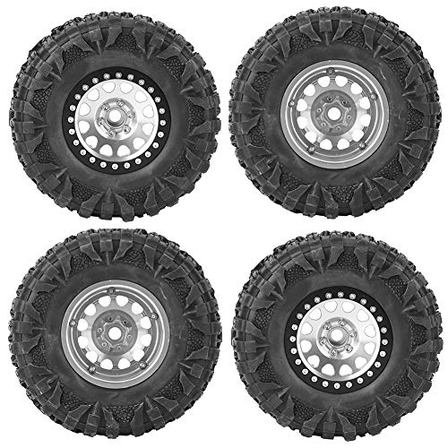 Pilipane RC Crawler Gummireifen Metall Wheel Wheel Hub Accessoires Hochleistungsstabilitätsverstärker für 1/10 RC -Autos 2,2 Zoll Rot Orange Silber Titan 4pcs (Silver) von Pilipane