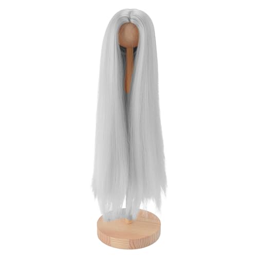 Puppenperücke professionelle DIY Handgefertigte Weichhitzewiderstand mittlerer Teil mit Langer gerades Puppenperücken für Puppen, die Premium -Hochtemperatur -Seidenmaterial für (Silbergrau weiß) von Pilipane