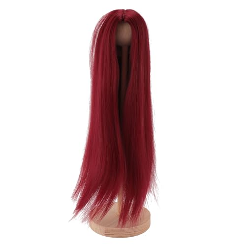 Puppenperücke professionelle DIY Handgefertigte Weichhitzewiderstand mittlerer Teil mit Langer gerades Puppenperücken für Puppen, die Premium -Hochtemperatur -Seidenmaterial für (Weinrot) von Pilipane