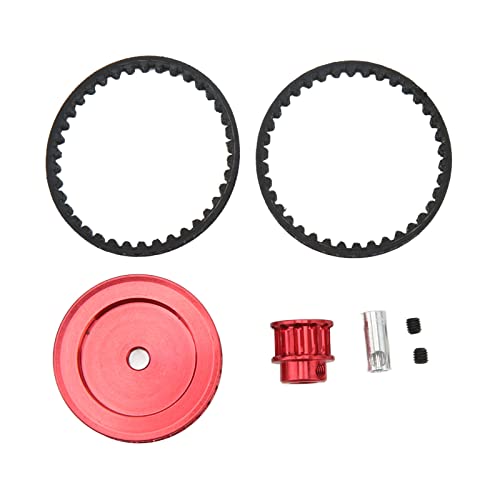 Riemenantrieb-Getriebesystem, hochwertiges Gummi aus Aluminiumlegierung, geräuscharm, realistisches Erscheinungsbild, Ersatz für Traxxas 1/10 RC Crawler Car Upgrade DIY-Teile (Rot) von Pilipane