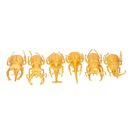 insektenmodell hochrealistisch gruselige Halloween -Trick -Requisiten langlebiger ungiftiger PVC -Insekt -Spielzeug für Halloween -Party -Gartendekoration Gold Schwarz 6pcs (6 große goldene Käfer) von Pilipane