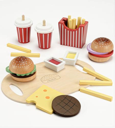 Pillowhale Kinderküche Zubehör, Hamburger Fast Food Lebensmittel aus Holz, Rollenspiele Spielküche Zubehör, Holzspielzeug Geschenk für Kinder ab 3 Jahr Pillowhale Kinderküche Zubehör, Hamburger Fast Food Lebensmittel aus Holz, Rollenspiele Spielküche Zubehör, Holzspielzeug Geschenk für Kinder ab 3 Jahr von Pillowhale