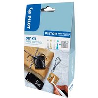 PILOT PEN 4160XGT PINTOR DIY-Set Xmas Geschenkanhänger Kreativmarker Silber, Gold, Weiß, Metallicblau von Pilot