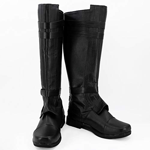 PinLian Herren Anakin Skywalker Cosplay Schwarze Stiefel Booties Halloween Schuhe Kostüm (UK 8,5) von PinLian