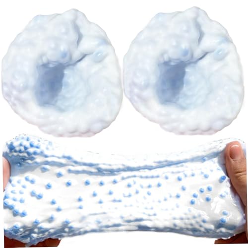 2 PCs Squeeze -Spielzeug, weiße und Blaue farbenfrohe Perlen Vakuum langsamer Anstiegsquadler, Japanisches Dessert Squish Zappet Stress Spielzeug für Partybevorzugung Geschenke, Stressbälle für Kinde von Pineeseatile