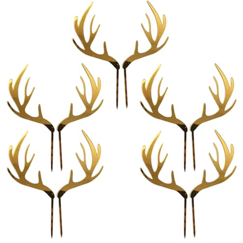 5pcs Hirschkuchen -Topper, Geweih Cupcake Topper, Weihnachtsdekorationen für Babyparty, Hochzeit, Jagd, Geburtstagsfeier. von Pineeseatile
