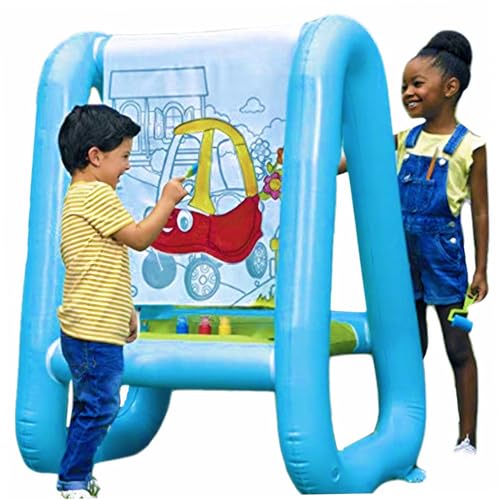 Aufblasbarer Staffelei, Kleinkind-Staffelei PVC Waschbarer Outdoor aufblasbar, 3-in-1-Lack & Spielen Hinterhof, wiederverwendbare und tragbare stehende Kinder, die nicht inklusive Kunstartikel enthal von Pineeseatile