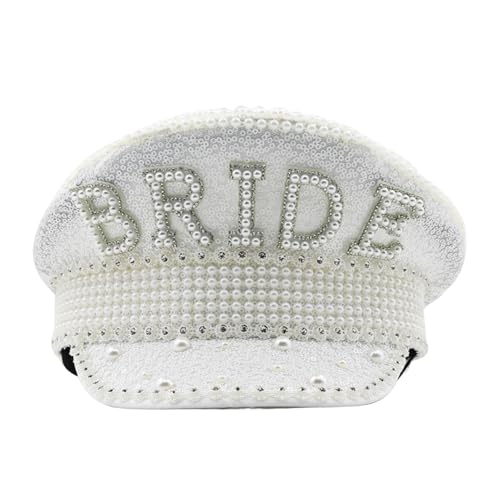 Brauthut einzigartige schillernde Hen -Party -Hut weißer Braut Kapitän Hut für Junggeselle Party Geschenke Hochzeiten Accessoires Hüte von Pineeseatile