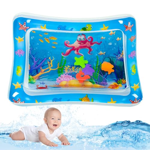 Cat Water Play Matte, Bauchzeit Matte aufblasbar 27, 2x19, 7 Zoll Katzenwasser Spielen PVC -Verdickte Sensor mit Ozeankreatur für Babys Haustiere von Pineeseatile