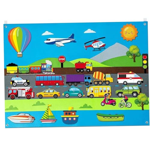 Filzboard für Kleinkinder City Theme Woll Felt Board Story Set mit Autos, Flugzeugen, Schiffen und tragbarerem interaktives Filzboard für Kinderpädagogikspielzeug, Filz Board Filzboard für Kleinkinder City Theme Woll Felt Board Story Set mit Autos, Flugzeugen, Schiffen und tragbarerem interaktives Filzboard für Kinderpädagogikspielzeug, Filz Board von Pineeseatile
