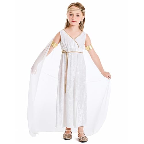 Griechische Göttin Kostüm für Kinder, Polyester weiße griechische Göttin Kleid Athena Toga Römische Kleid Halloween Kostüme Cosplay Grecian Up Outfit Set l Griechische Göttin Kostüm für Kinder, Polyester weiße griechische Göttin Kleid Athena Toga Römische Kleid Halloween Kostüme Cosplay Grecian Up Outfit Set l von Pineeseatile