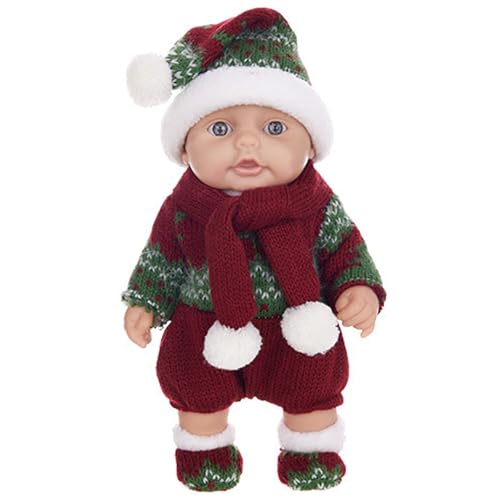 Mini -Puppen, Mini -Babypuppen 10 niedliche Weihnachten mit beweglichen Gelenken realistisches Neugeborenes Baby weiche Vinyl Ganzkörper Stehpuppe mit Kleidung für Kinder Grün Mini -Puppen, Mini -Babypuppen 10 niedliche Weihnachten mit beweglichen Gelenken realistisches Neugeborenes Baby weiche Vinyl Ganzkörper Stehpuppe mit Kleidung für Kinder Grün von Pineeseatile